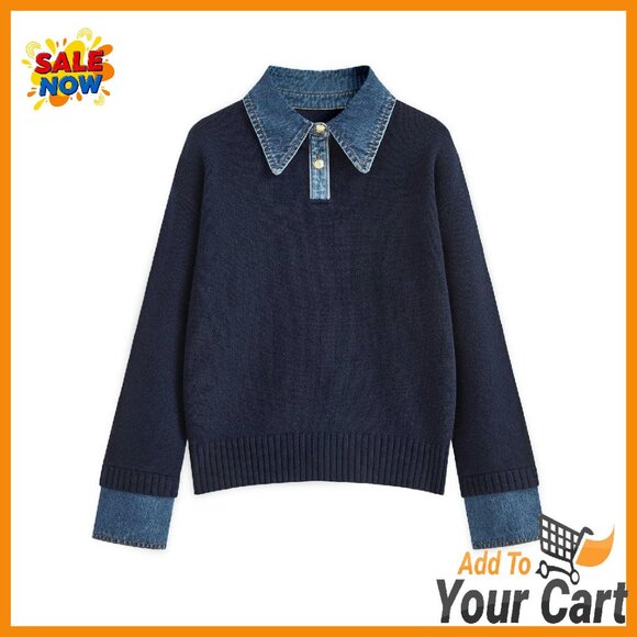 Sweaters - Oversized Chunky Sweater Mock Turtleneck V-Neck Button Pullover